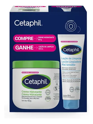 Kit Loção de limpeza 100ml e Creme Hidratante 453g Pele seca e Sensível Cetaphil