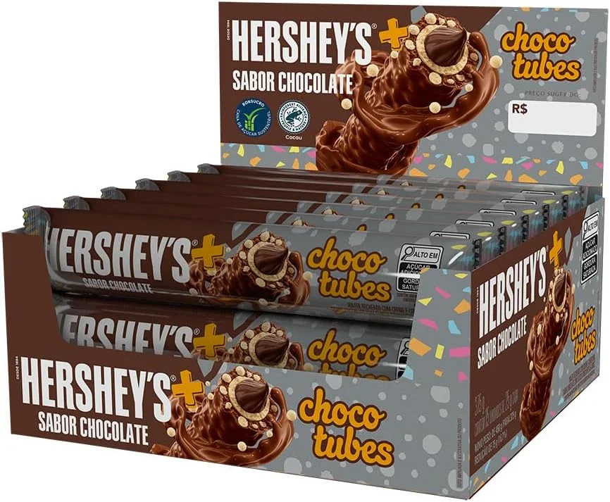 Hershey's Biscoito Wafer Recheado Chocotubes Sabor Chocolate 25g