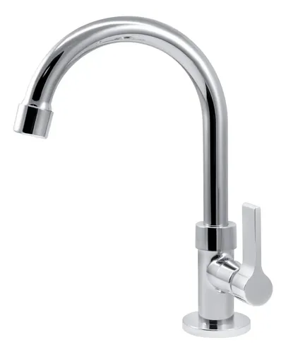 Torneira Lavatorio Lavabo Banheiro Luxo Bica Alta Cromada 1/4 De Volta Balencia Prateado