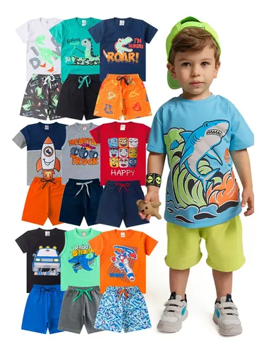 Kit Sortido 10 Peças Roupas Infantil Menino Verão 5 Conjunto