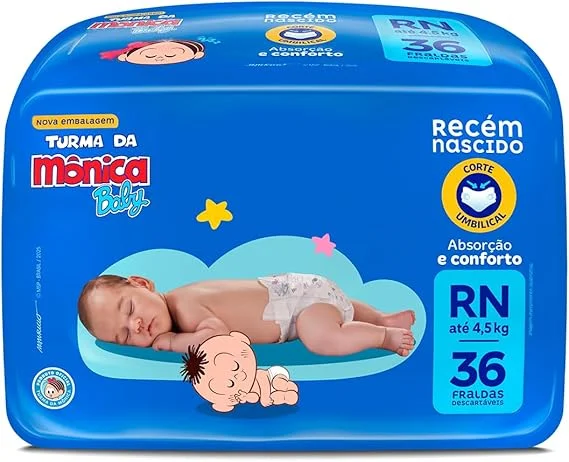 Fralda Turma da Mônica Baby Jumbo RN 36 Unidades