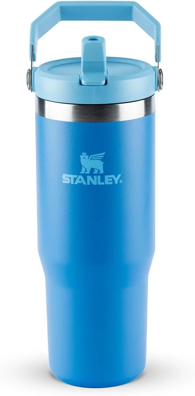 Stanley - Garrafa Térmica IceFlow Flip Straw Isolada em Aço Inoxidável e Reutilizável, Resistente a Vazamentos, 887 ml, Azure