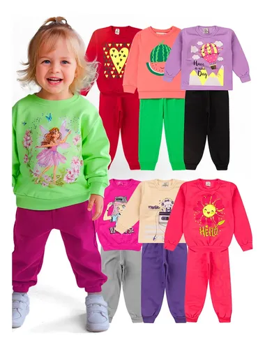 Kit 8 Peças Moletom Menina Infantil Inverno Atacado Barato