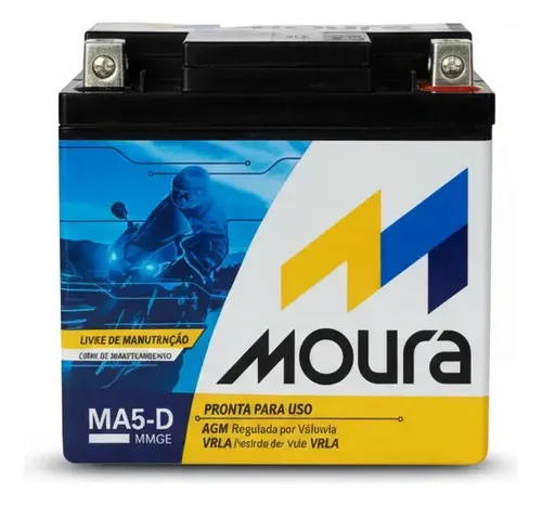 Bateria De Moto Moura 12v 5ah MA5D 12v5ah Moura Moto Titan Fan Biz Bros Fazer Xre Crf Pcx 125 150 160 190 Selada Com Caixa