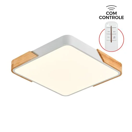 Lustre de Teto boreal Branca Quadrado 3 Cores com Controle