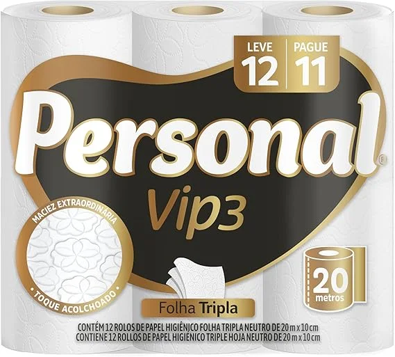 Personal Papel Higiênico Vip Folha Tripla, 32 Rolos De 20M