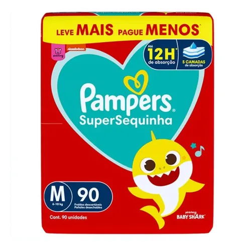 Fralda Descartável Pampers Supersequinha, Tamanho M 90 Unidades