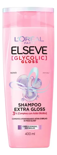 Shampoo Elseve Glycolic Gloss L'Oréal Paris para Brilho Intenso 400 mL
