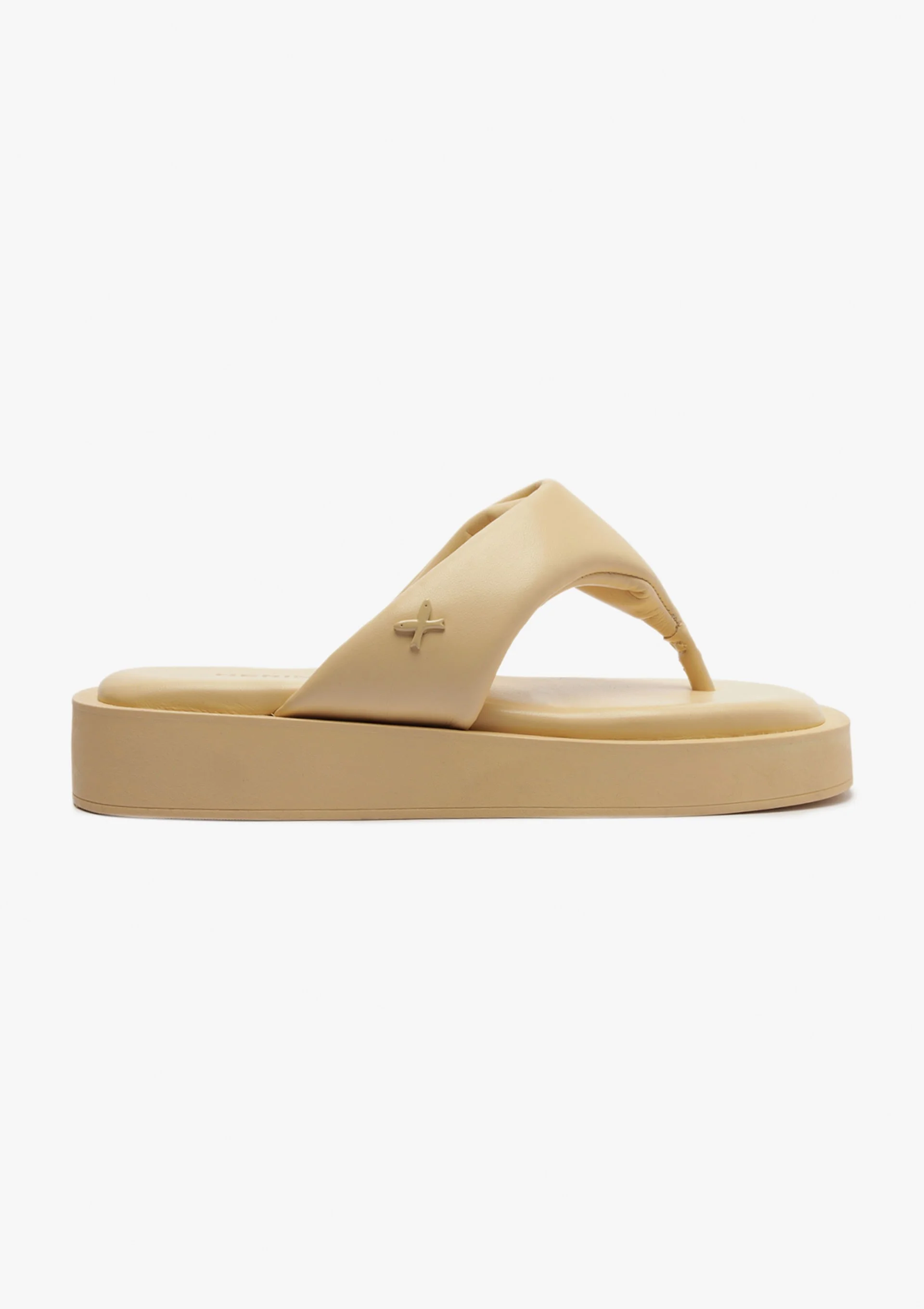 Sandália Solar Flatform Feminina Tira Acolchoada - Bege