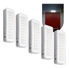 Kit 5 Luminária De Emergência 30leds Bateria Recarregável Cor Branco Frio Roya