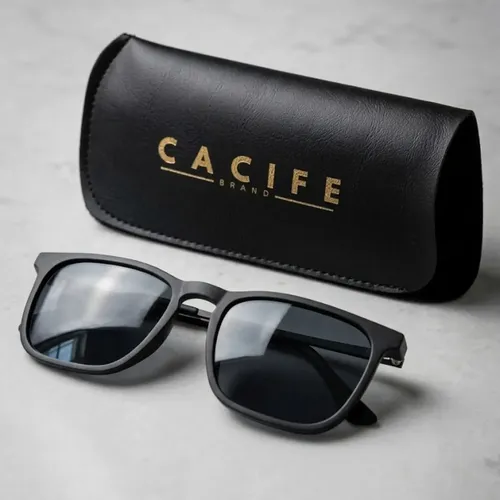Óculos De Sol Quadrado Preto Proteção Uv400 C/ Case + Preto