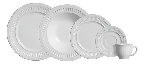 Aparelho de Jantar 20 peças Branco Poppy de Cerâmica - Scalla Cerâmica