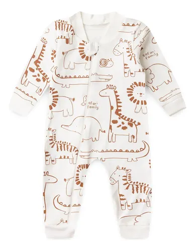 Macacão Bebê Fofuxo Suedine Estampado Com Zíper (rn/p/m/g)
