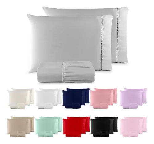 Jogo De Lençol 400 Fios Ponto Palito Cama Queen 3 Pçs Saldão