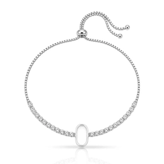 Pulseira Riviera Zircônias Cristal com Detalhe Vazado
