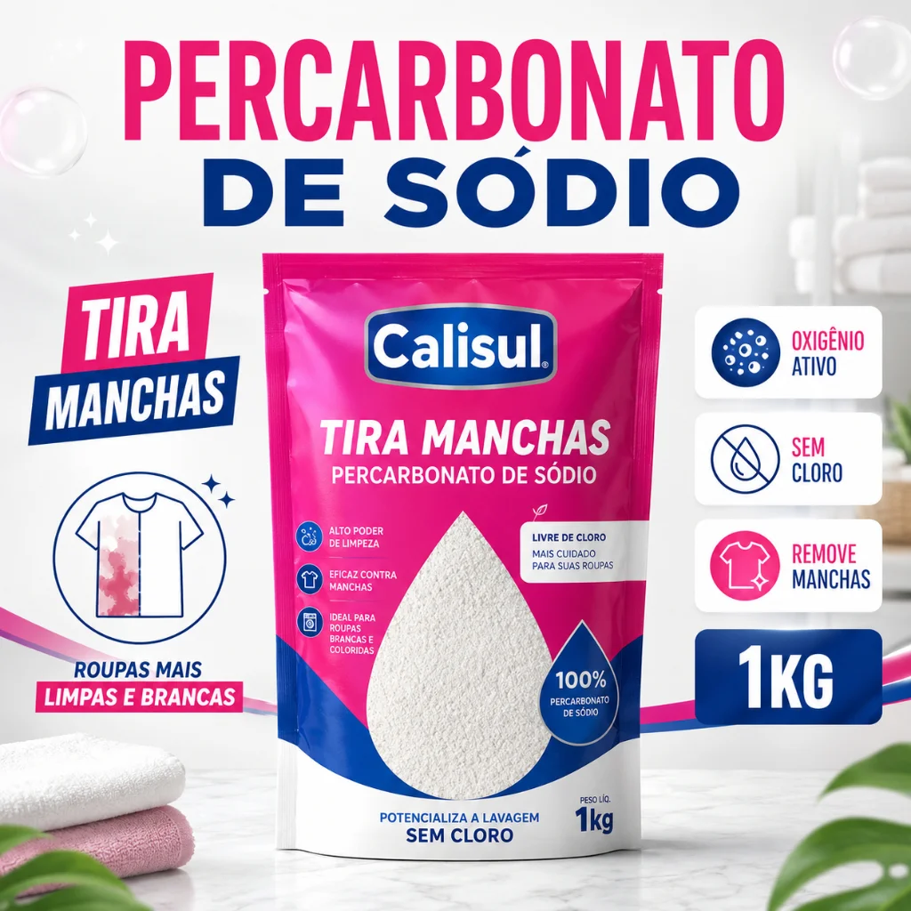 Percarbonato Sódio Puro Alvejante Roupas Brancas Removedor Manchas Limpeza Geral