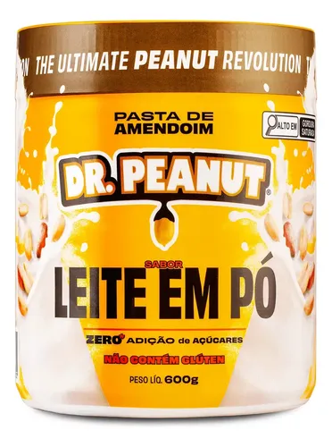 Pasta de Amendoim Com Whey Protein Leite em Pó (600g) Dr Peanut
