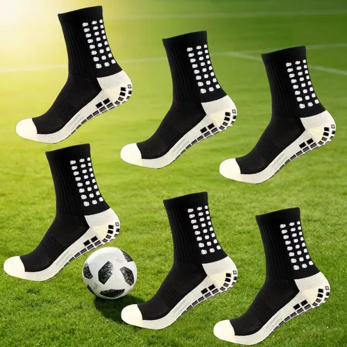 Kit 3 Pares Meia Antiderrapante Futebol Esportiva Meião Pro Preto Tamanho Único