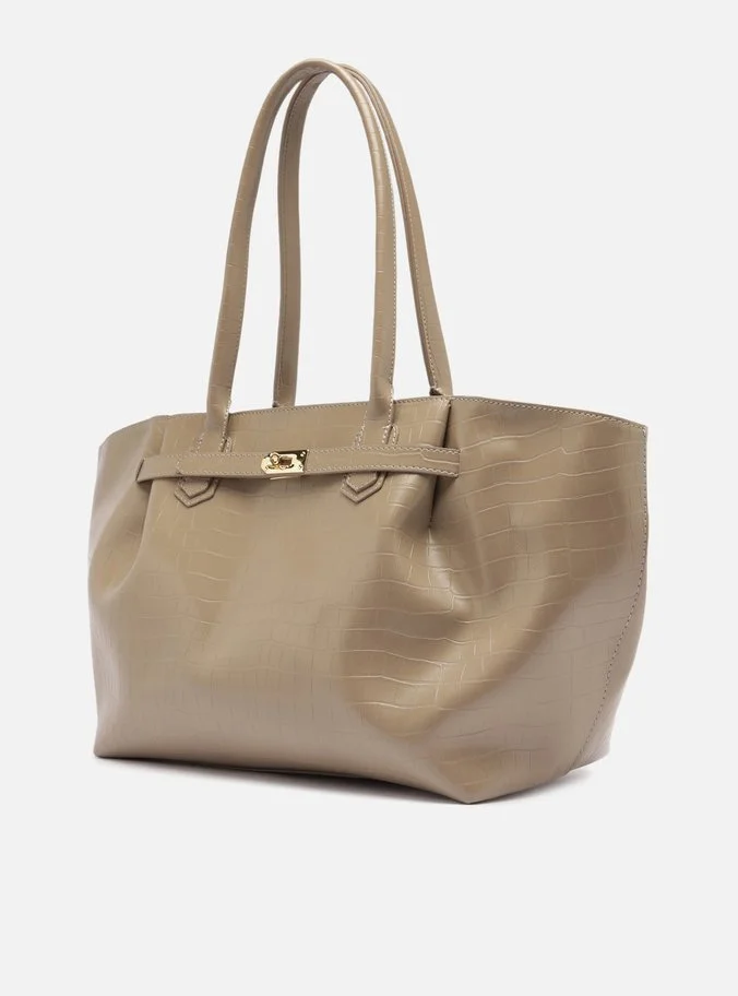 Bolsa Shopping Cinza Grande Croco