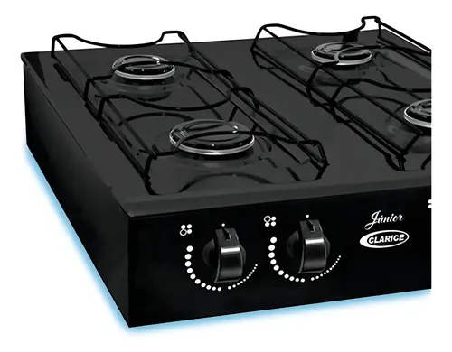 Fogão Portátil 4 Bocas Clarice Junior Preto GLP Acendimento Manual