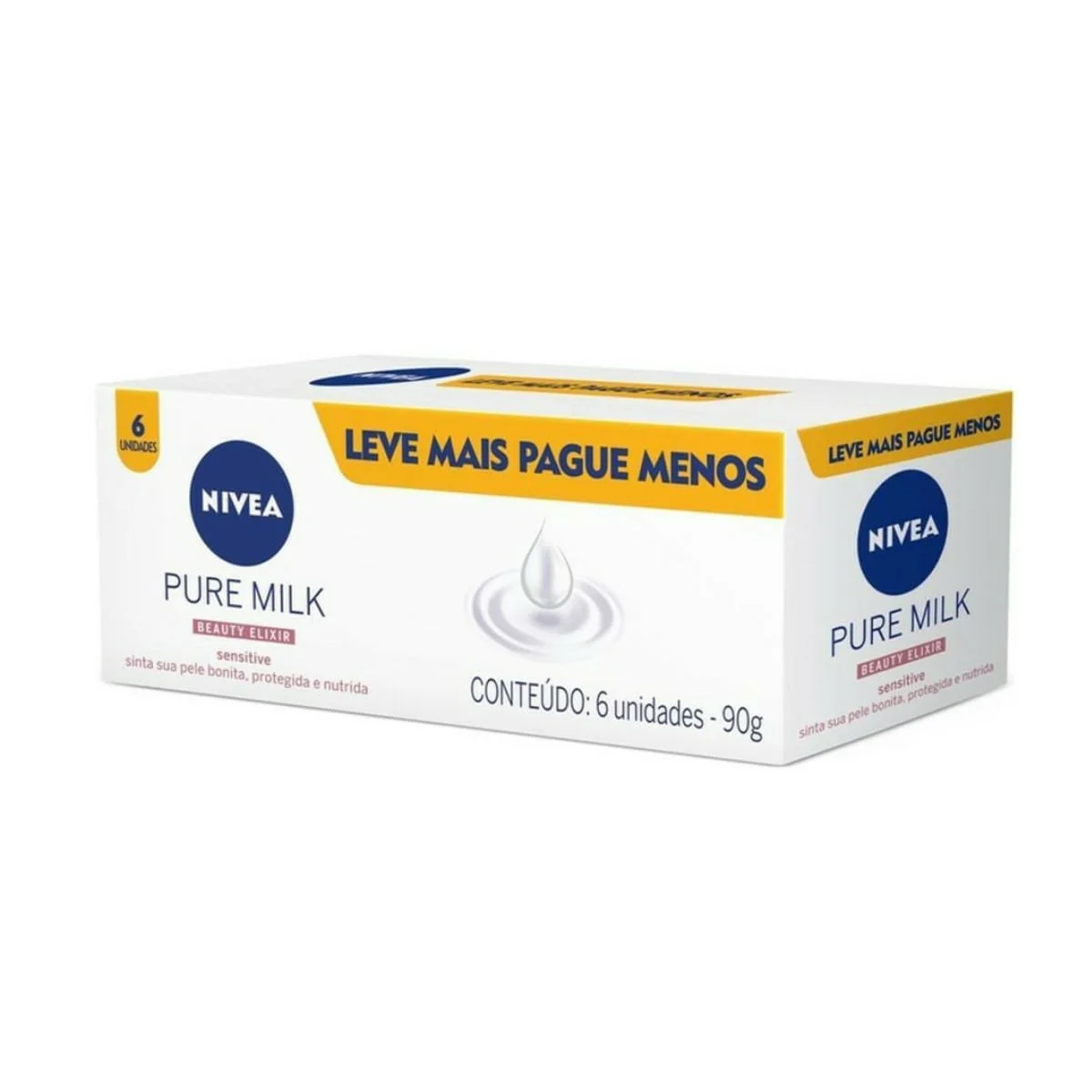 Sabonete em Barra Nivea Pure Milk Sensitive Promo 6 Unidades de 90g Cada