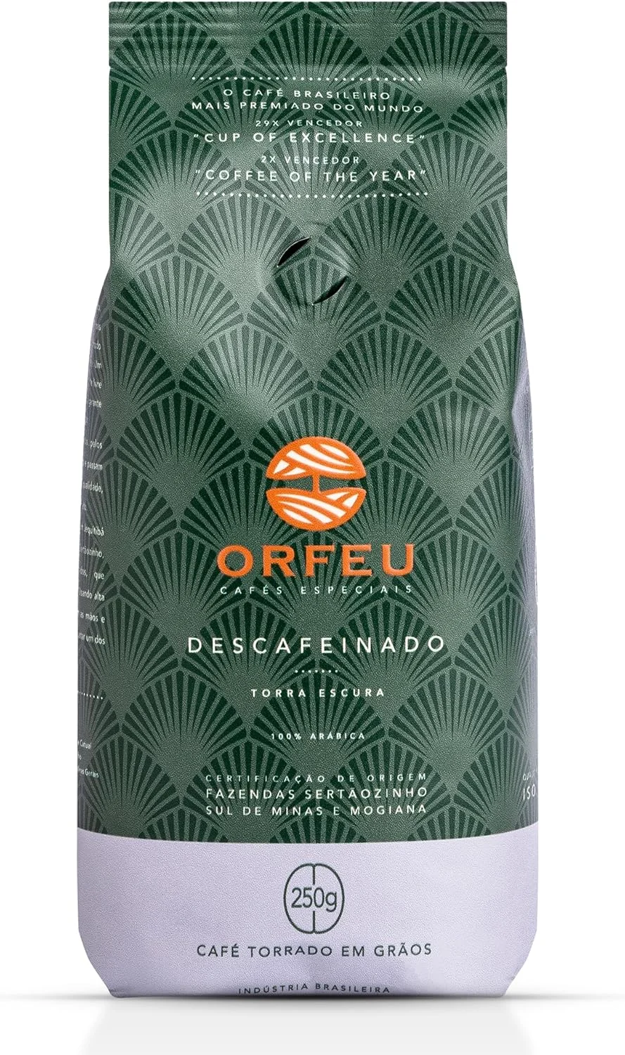 Orfeu Café Descafeinado em Grãos, 100% Arabica, Torra Média, 250g