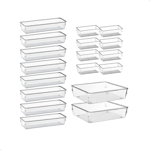 Kit 18 Organizadores Retangulares Acrilico Rebirth Transparente Cristal