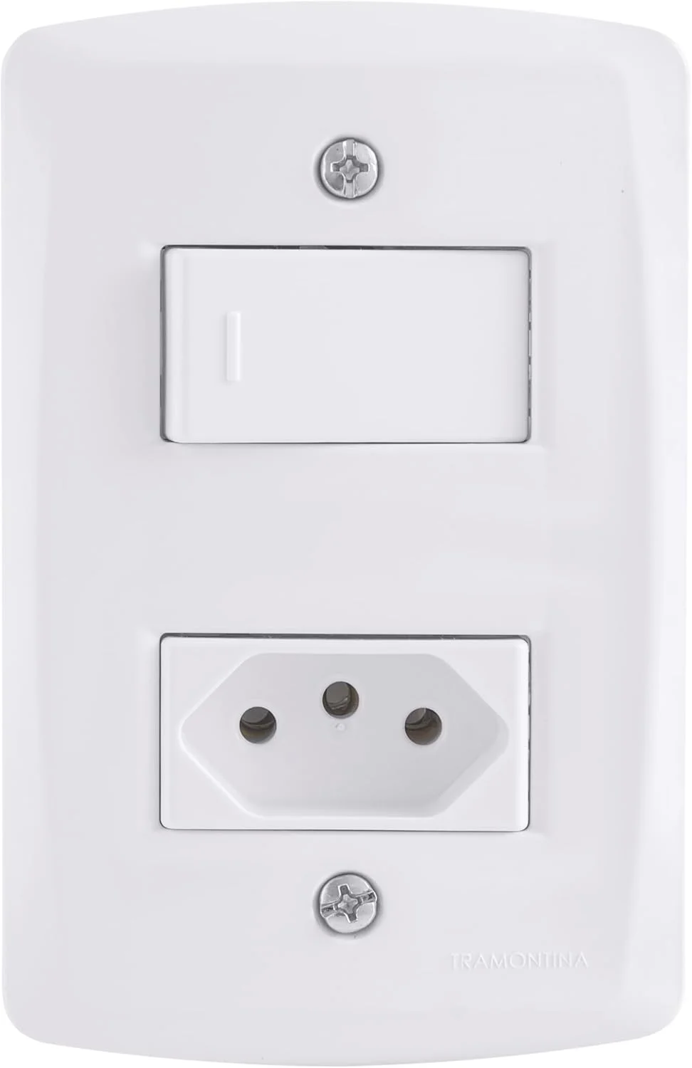 Tramontina Conjunto 1 Interruptor Simples 10A 250 V e 1 Tomada 2P+T 10A 250 V 4x2 Lux2 Branco