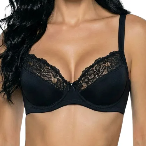 Sutiã Alta Sustentação Demillus Sem Bojo Com Aro Reforçado Preto (64086) Renda Confortável Elastano 46 (g)