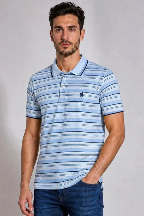 Polo Piquet Listrada Polo Wear Azul Claro
