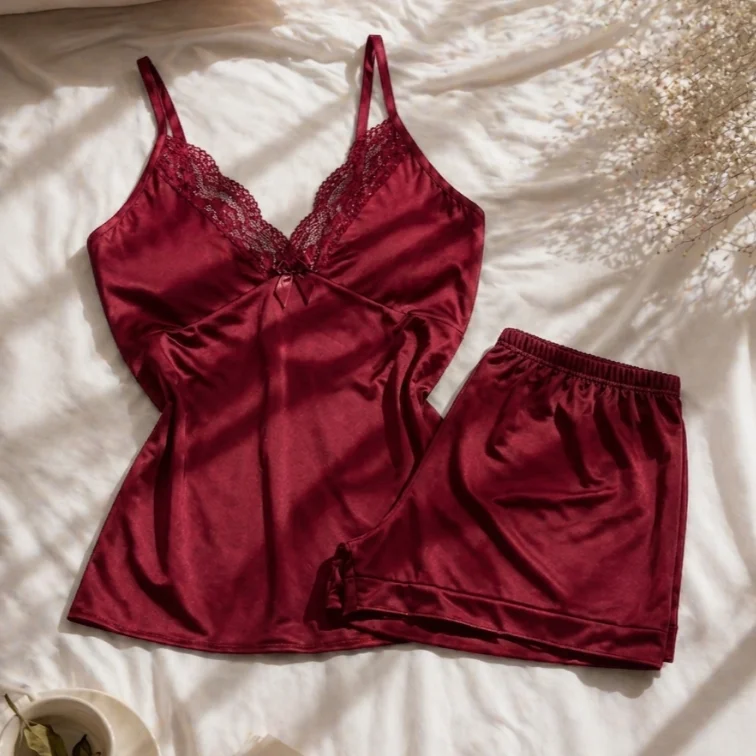 Pijama Baby Doll Sexy Short Doll Com Detalhes Em Renda Roupa de Dormir Feminino
