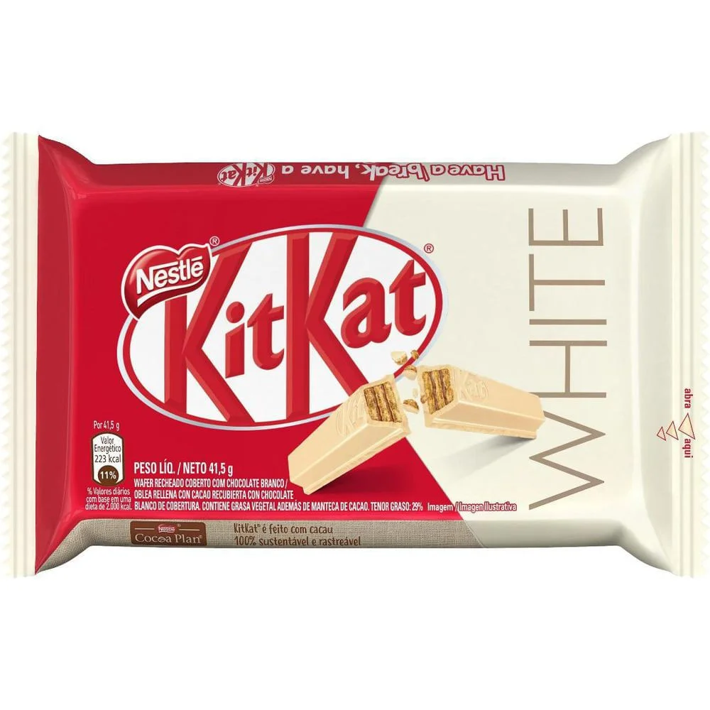 Nestlé Chocolate KitKat 41,5g Wafer com Cobertura de Chocolate Branco KitKat Chocolate Branco 41,5g Nestlé