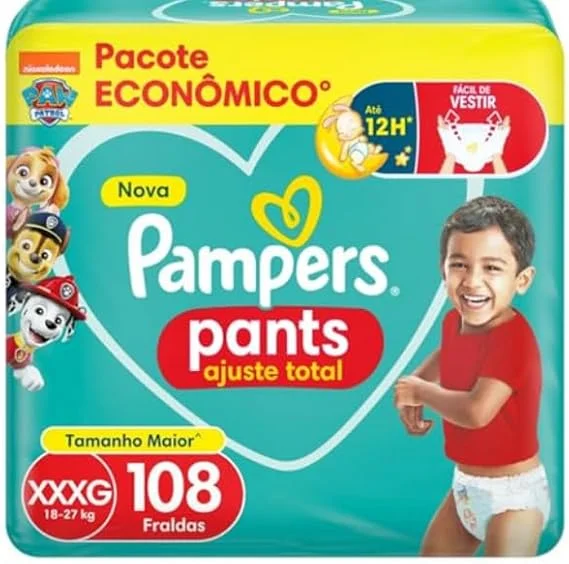 Fralda Pampers Pants Ajuste Total Tamanho XG, Fácil de Vestir, 132 Unidades