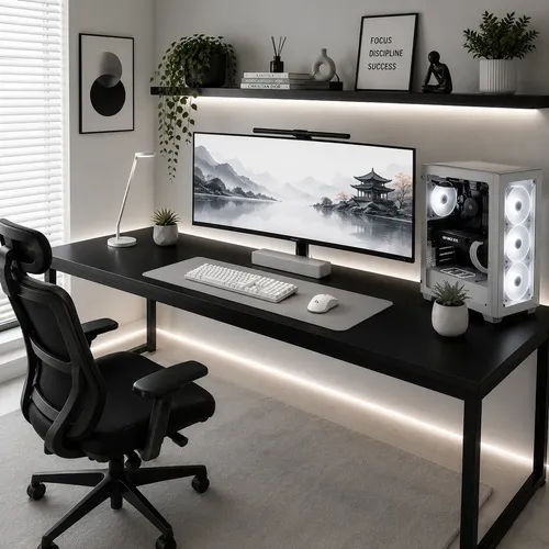 Mesa Gamer 150cm Para Escritório Industrial Estrutura Aço Preto
