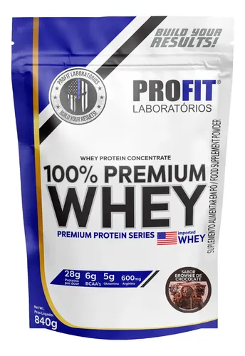 Whey Protein 100% Concentrado Premium 840g - Profit Sabor Brownie De Chocolate