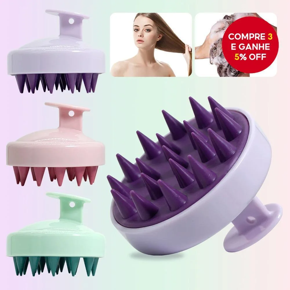 Escova De Shampoo De Silicone Para Massagem No Couro Cabeludo-E Banho , Itens Essenciais Cuidados Com Os Cabelos