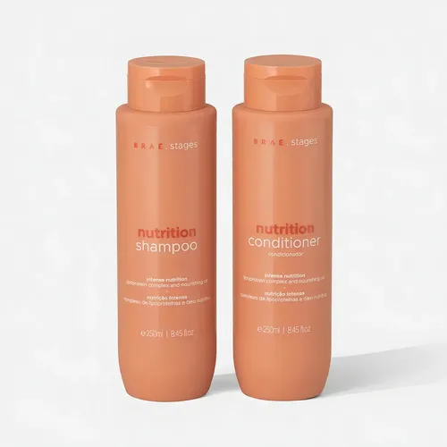 Kit Braé Stages Nutrição: Shampoo e Condicionador para Cabelos Ressecados e sem Vida