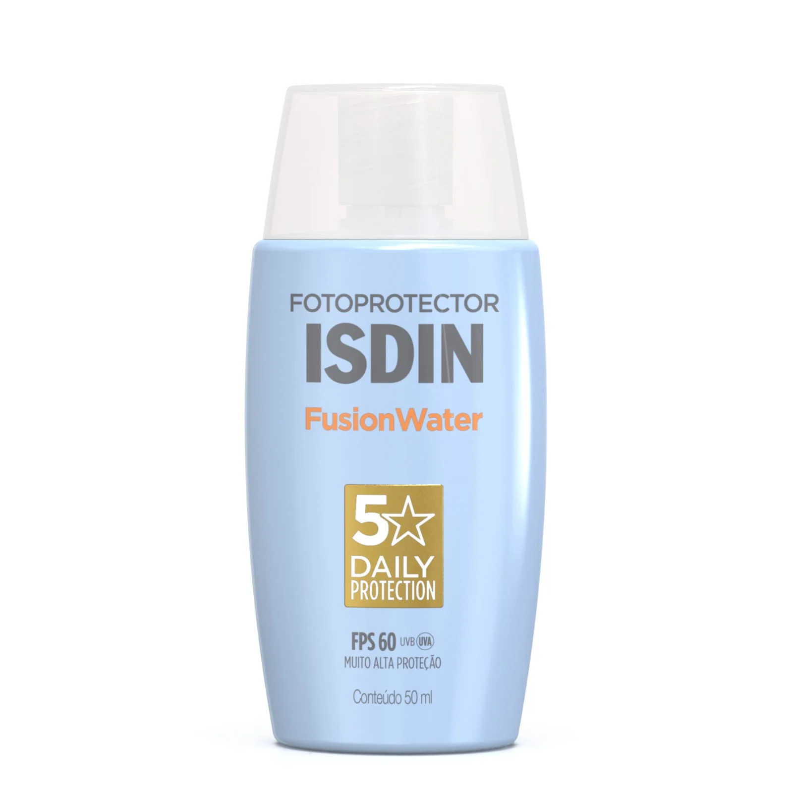 Protetor Solar Facial Isdin Fusion Water 5 Stars Oil Control FPS60 Sem Cor 50ml
