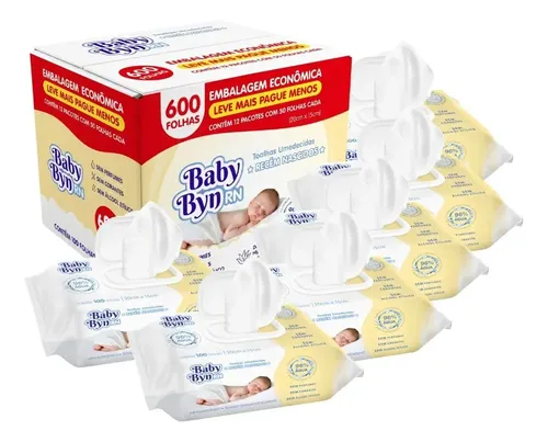 Kit Toalhas Umedecidas Baby Byn Recém Nascido C/ 600 Unid