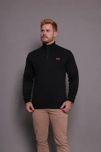 Suéter Masculino Zíper Gola Alta Red Nose Básico Inverno Preto M
