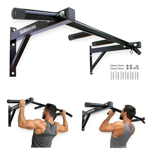 Barra Fixa De Parede Pull-up Modelo Externo Interno Completa Preto