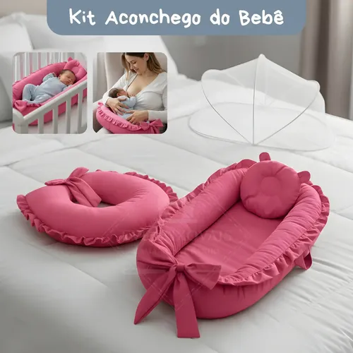 Kit Ninho Redutor + Almofada Amamentação + Mosquiteiro