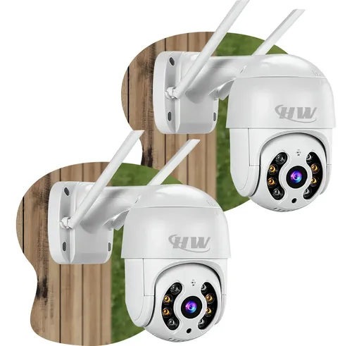 Kit 2 Câmeras Segurança Ip Interna Externa Wifi Icsee Infravermelho Prova Dágua - Hw Branco