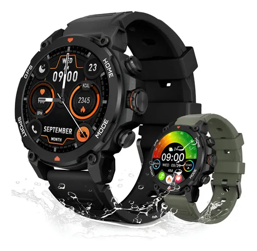 Relógio Smartwatch Aurafit Trek1 Com Gps À Prova D'água 5atm Preto Sport Preto/verde