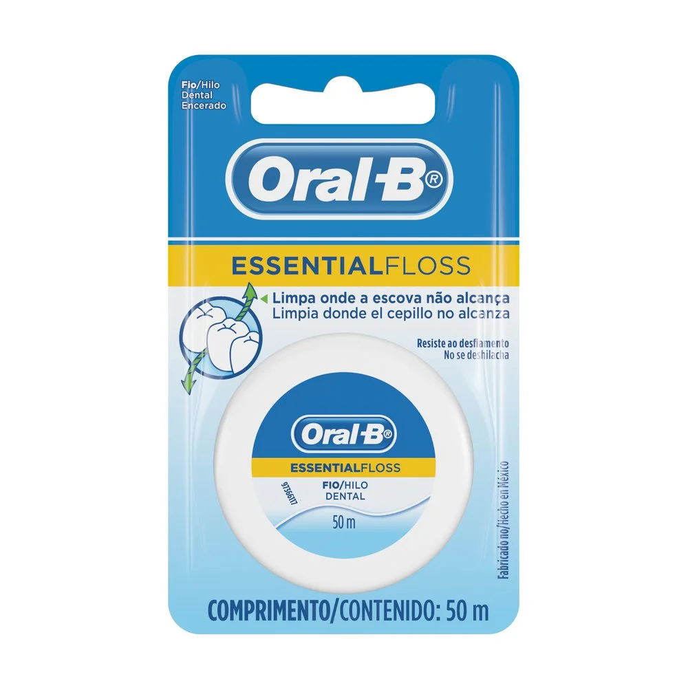 Fio Dental Encerado Oral-b Essential Floss 50 Metros