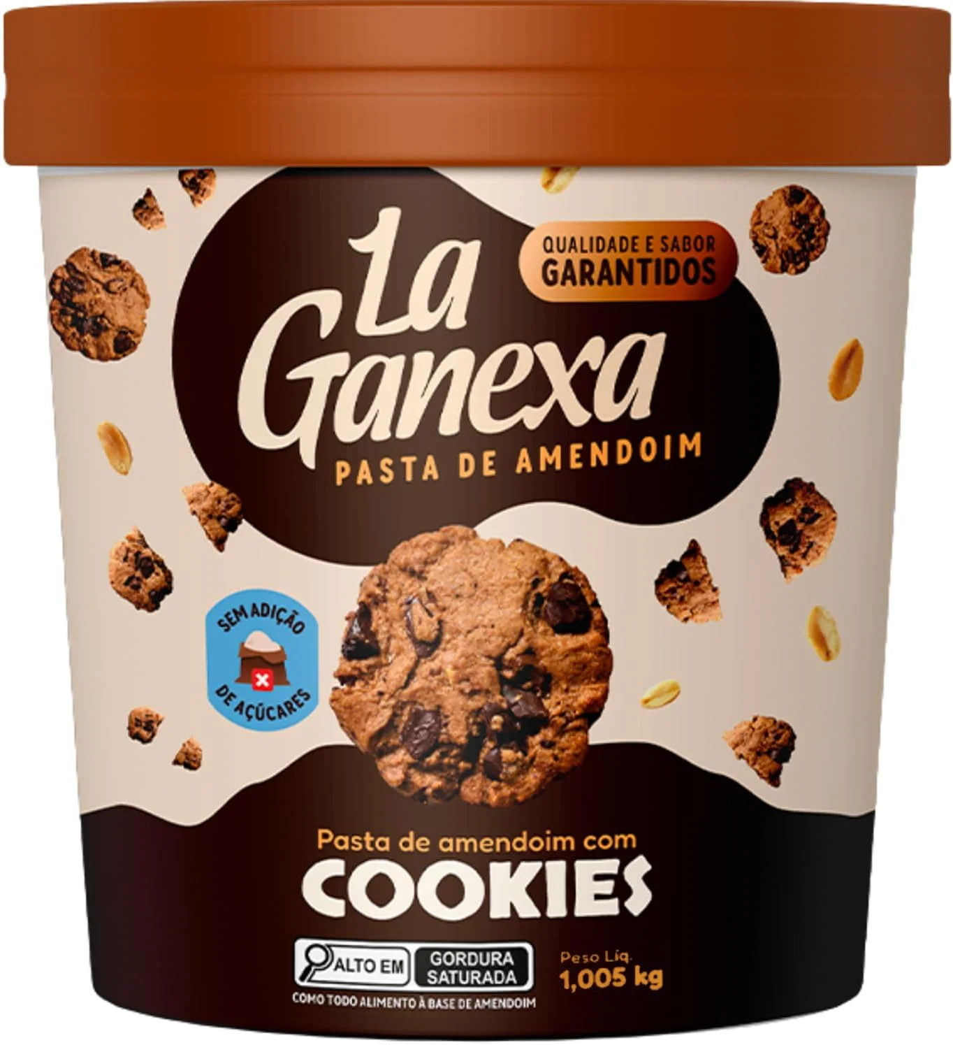 Pasta de Amendoim Integral Cookies Cream Sem Gluten 1kg La Ganexa