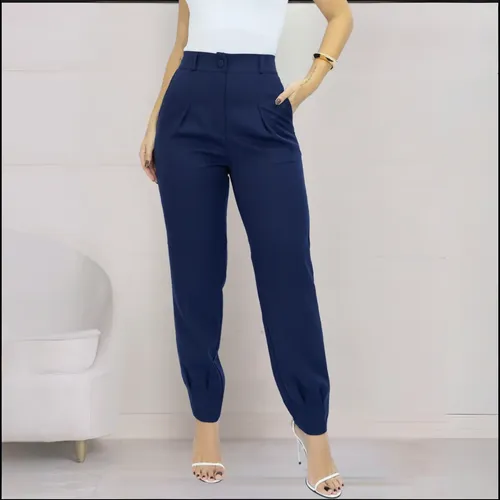Calça Alfaiataria Feminina Cenoura Casual Basic Skinny Bolso