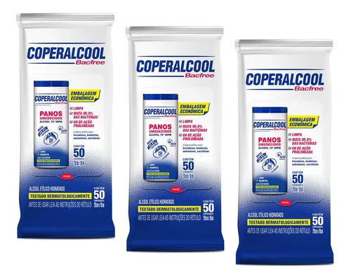 Kit Com 3 Refil Panos Toalhetes Coperalcool Álcool 50 Unid