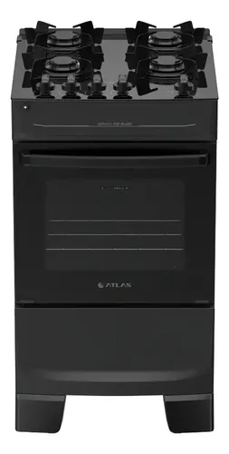 Fogão 4 Bocas Atlas Mônaco Top Glass Automático Mesa De Vidro Preto 127/220v