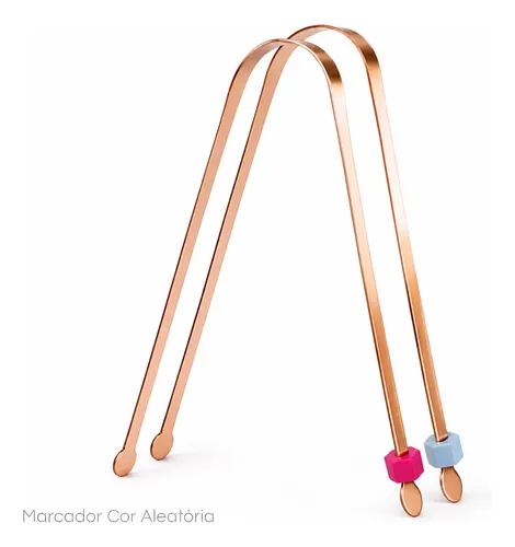 2x Raspador De Lingua Em Cobre Com Identificador Ayurveda Dourado